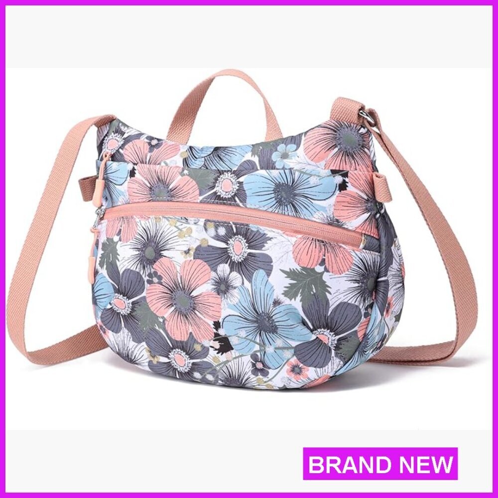 Nylon Crossbody Bag Lightweight Travel Purse Foldable Adjustable Strap Satchel
